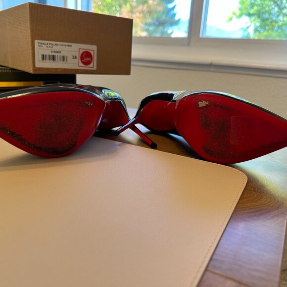 Christian Louboutin Pigalle Follies 100 Patent Size 38 Black - Picture 7 of 8